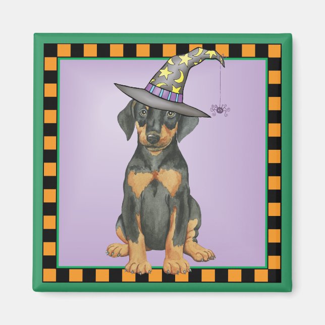 Doberman Witch Magnet (Front)