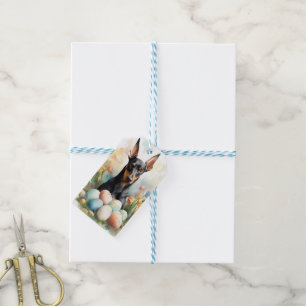 Doberman with Easter Eggs Gift Tags