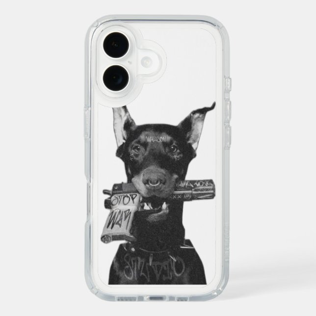 doberman with g*n speck iPhone case (Front)