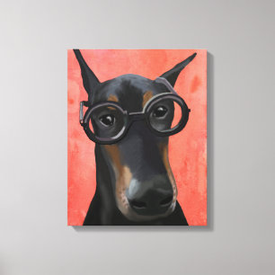 Doberman With Glasses Canvas Print