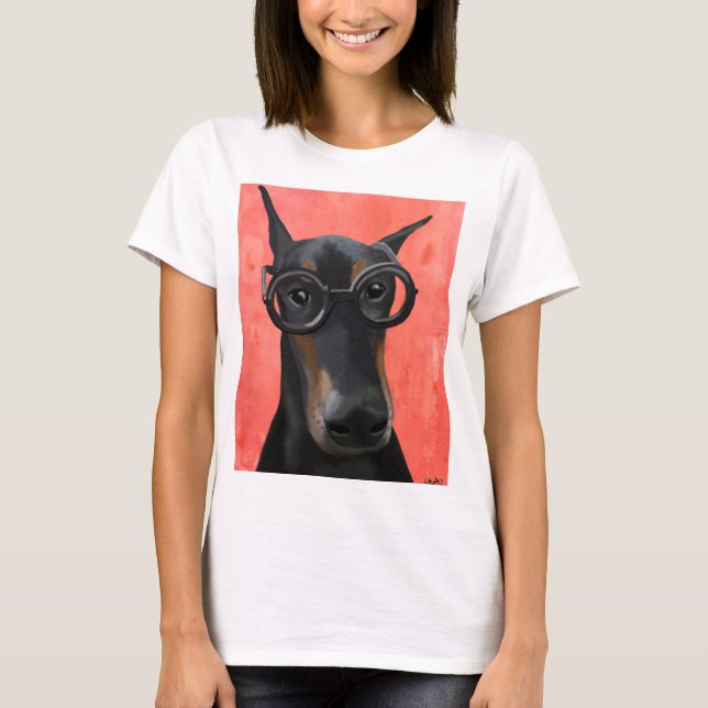 Doberman With Glasses T-Shirt (Front)