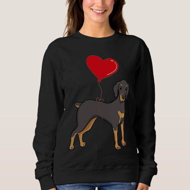 Doberman With Heart Balloon Valentines Day Love Bo Sweatshirt (Front)