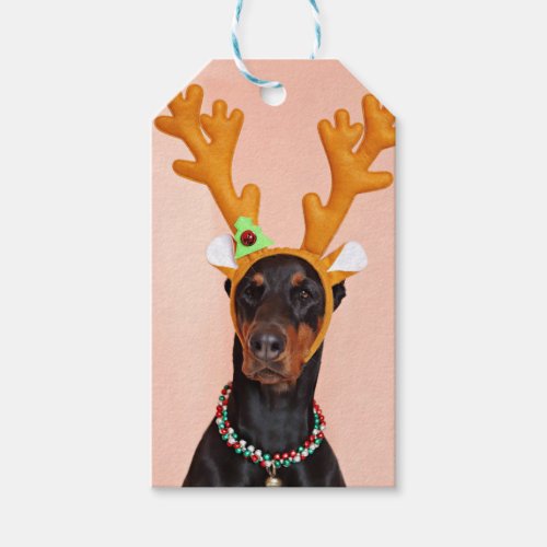 Doberman with Horns of a Deer Gift Tags