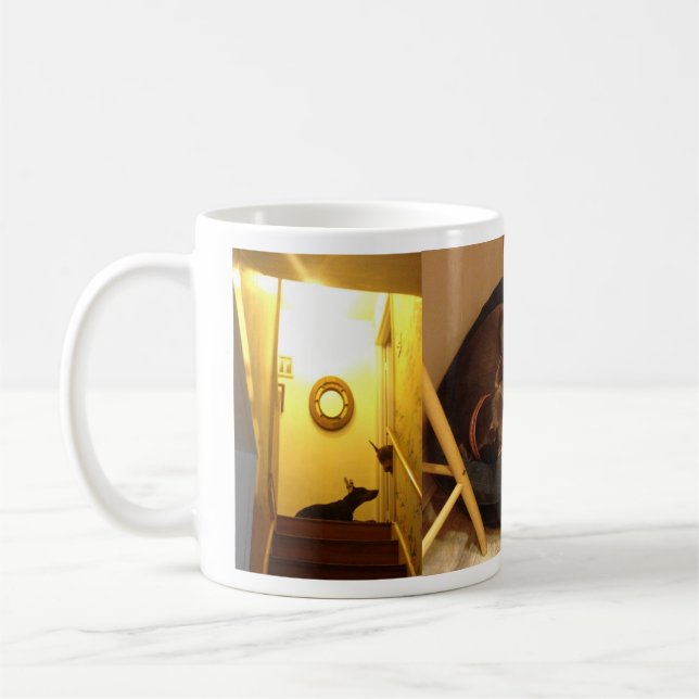 Doberman with puppy coffee mug (Left)