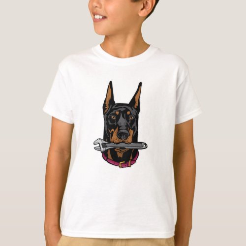 Doberman with wrench T_Shirt