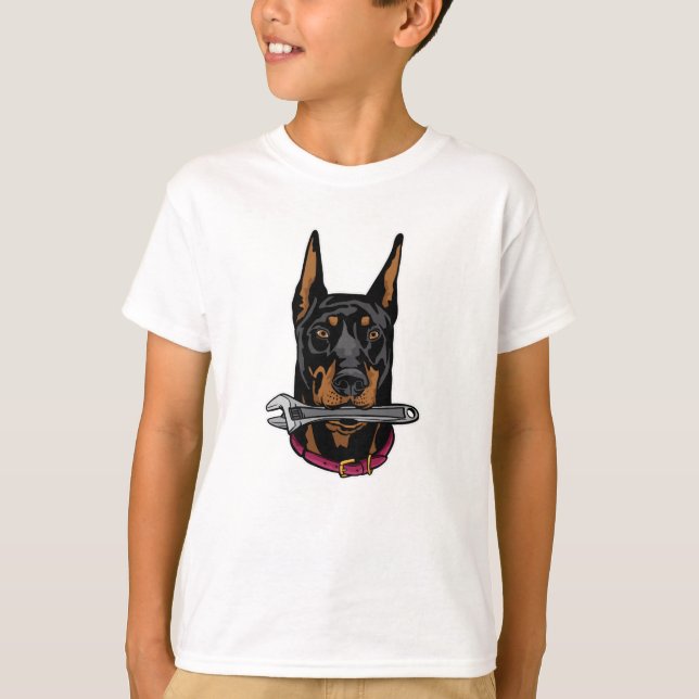Doberman with wrench T-Shirt (Front)