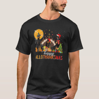 Doberman Wizard Hat Turkey Santa Hat Happy Halloth T-Shirt