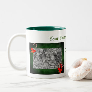 Doberman Wreath Christmas Personalized Photo Two-Tone Coffee Mug
