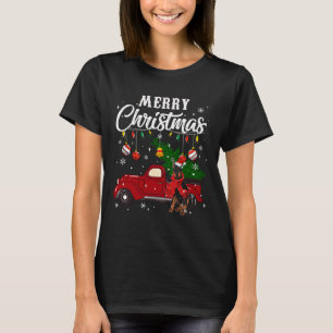 Doberman Xmas Tree Red Truck Merry   400 T-Shirt