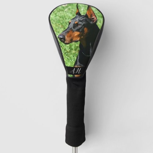 Dobermand Pinscher dog monogrammed golf head cover