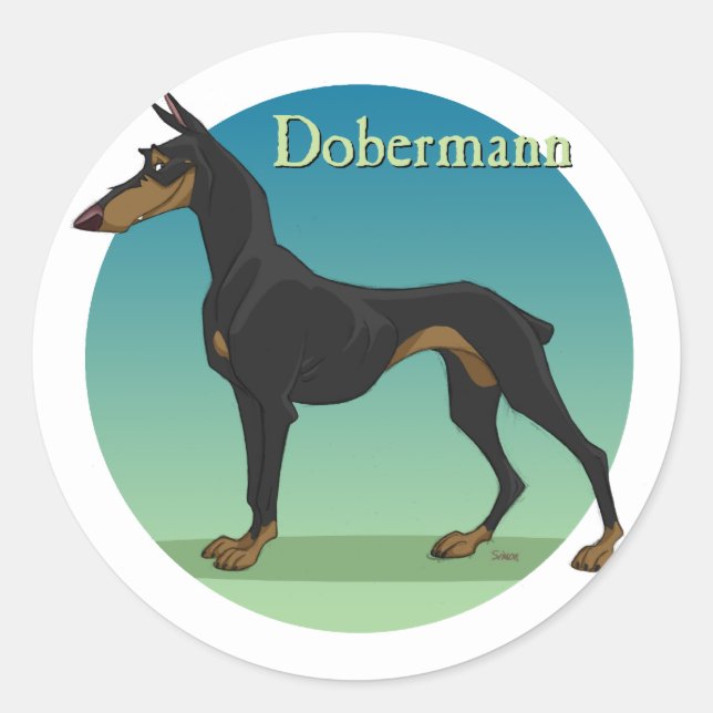 dobermann classic round sticker (Front)