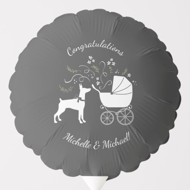 Dobermann Dog Baby Shower Puppy Dobie Pinscher Balloon (Front)