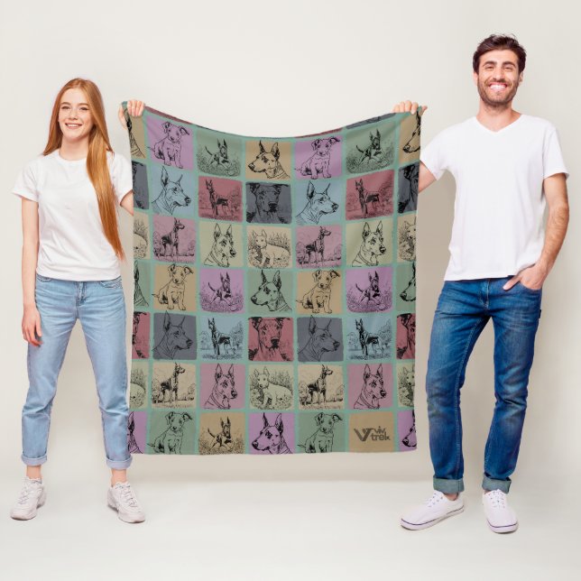 Dobermann Dog Blanket Gift Retro Dog Lover Throw (In Situ)