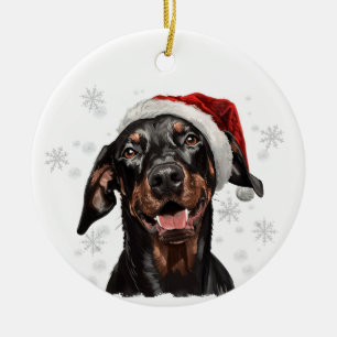 Dobermann Dog Christmas Personalized Ceramic Ornament