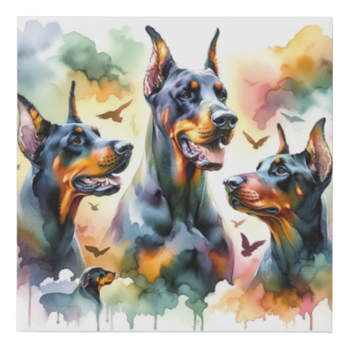 Dobermann Dogs in Harmony 060624AREF104 _ Watercol Faux Canvas Print