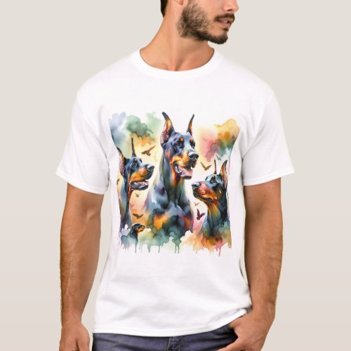 Dobermann Dogs in Harmony 060624AREF104 _ Watercol T_Shirt