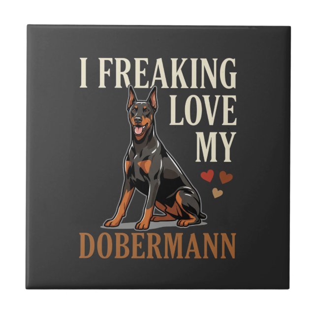 Dobermann Love Dog Lover Ceramic Tile (Front)