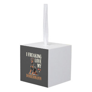 Dobermann Love Dog Lover Cube Ornament