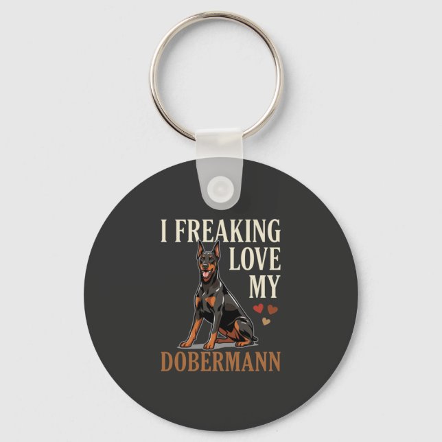 Dobermann Love Dog Lover Keychain (Front)