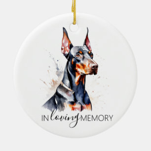 Dobermann memorial watercolour Christmas Ceramic Ornament