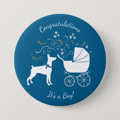 Dobermann Pinscher Baby Shower Puppy Dog Dobie  Button