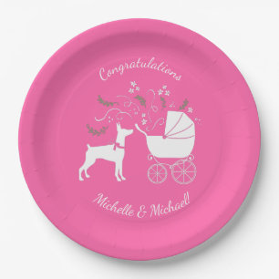 Dobermann Pinscher Dog Baby Shower Puppy Dobie  Paper Plates