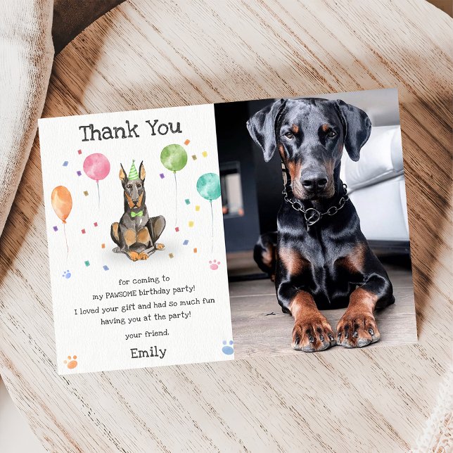 Dobermann Puppy Dog Birthday Thank You Card (Creator Uploaded)