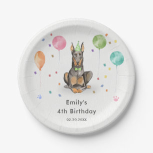 Dobermann Puppy Dog Kids Birthday Party Paper Plates
