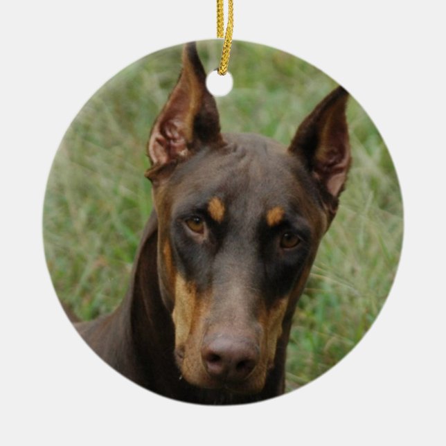 Dobermans Ceramic Ornament (Front)