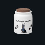 Dobersnacks Treat Jar<br><div class="desc">A cute treat jar for your favorite Doberman.</div>
