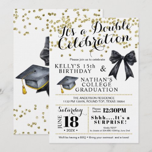 Doble Celebration Birthday &amp; Graduation Invitation