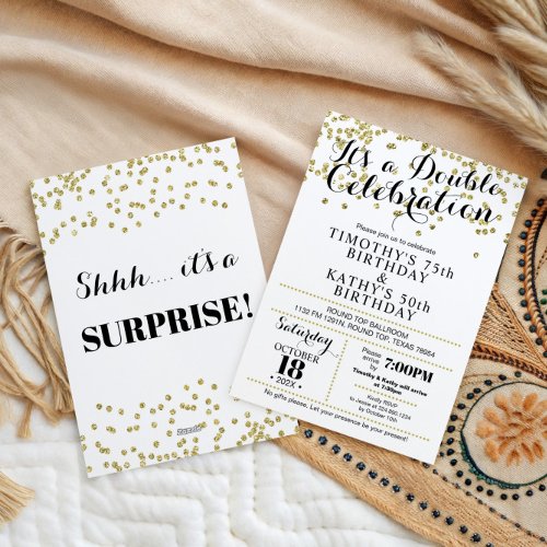 Doble Celebration Confetti Faux Gold Invitation