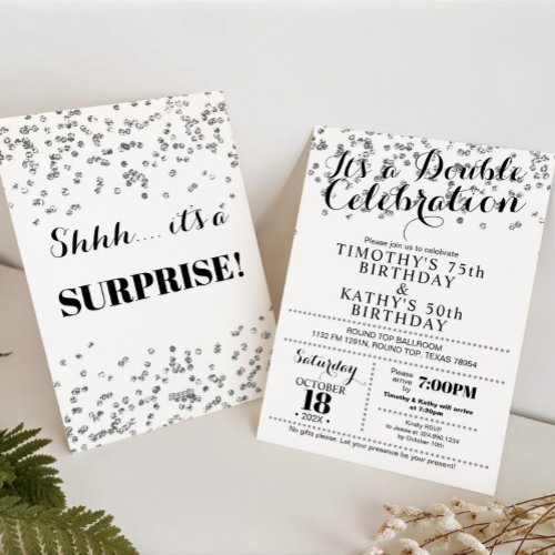 Doble Celebration Confetti Faux Silver Invitation