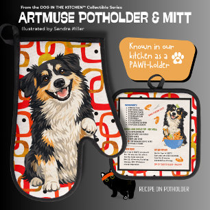 DOBRO Aussie Australian Shepherd Oven Mitt & Pot Holder Set