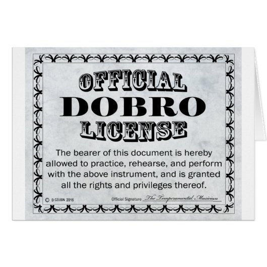 Dobro License (Front Horizontal)