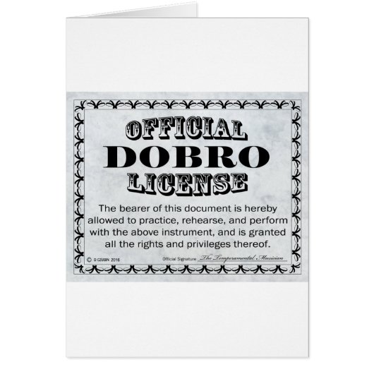 Dobro License Cards (Front)