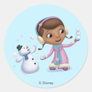 Doc McStuffins   Doc And Chilly Playing In  Snow Classic Round Sticker