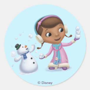 Doc McStuffins Doc And Chilly Playing In Snow Classic Round Sticker