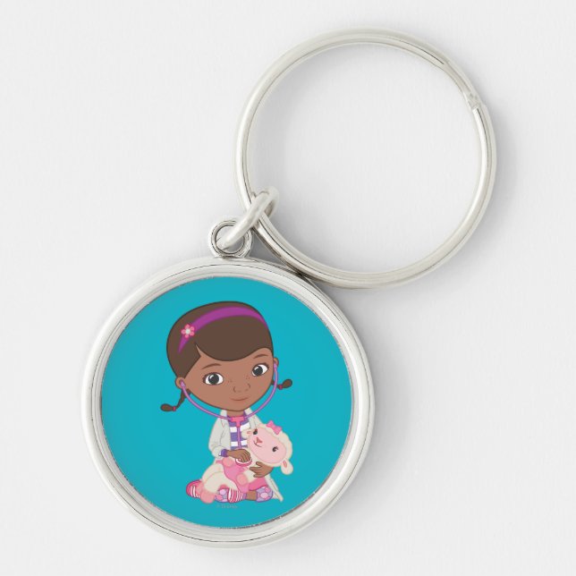Doc McStuffins Holding Lambie Keychain (Front)