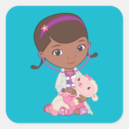 Doc McStuffins Holding Lambie Square Sticker