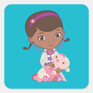 Doc McStuffins Holding Lambie Square Sticker