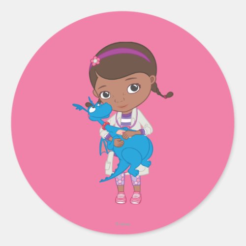 Doc McStuffins Holding  Stuffy Classic Round Sticker