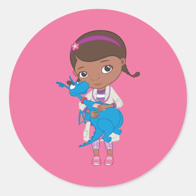 Doc McStuffins Holding  Stuffy Classic Round Sticker (Front)