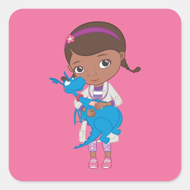 Doc McStuffins Holding  Stuffy Square Sticker (Front)
