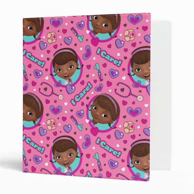 Doc McStuffins | I Care Pink Pattern 3 Ring Binder (Front/Inside)