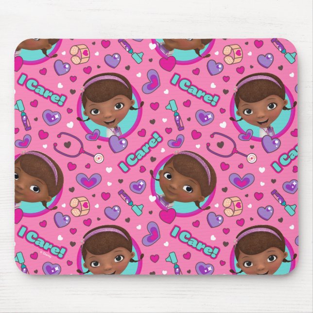 Doc McStuffins | I Care Pink Pattern Mouse Pad (Front)
