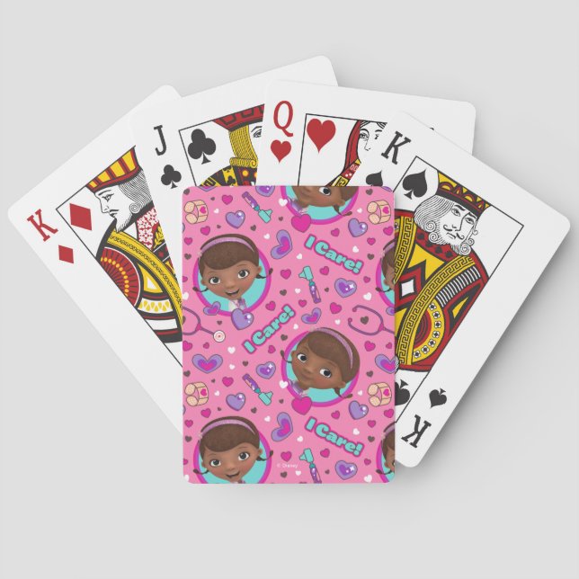 Doc McStuffins | I Care Pink Pattern Playing Cards (Back)