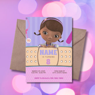 Doc McStuffins Pink Purple Birthday Invitation