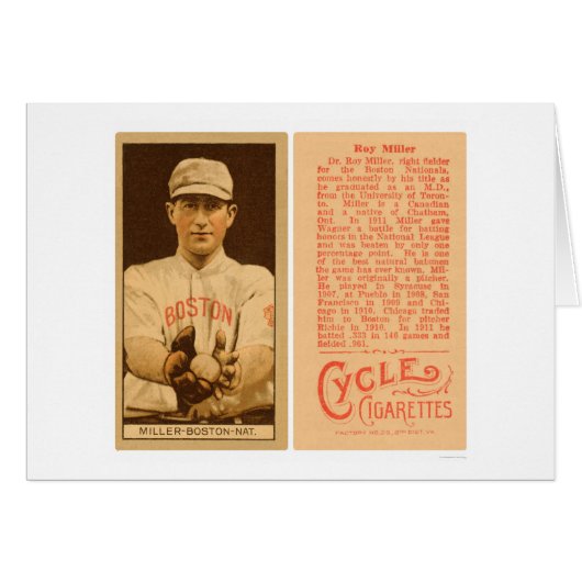 Doc Miller Boston Braves Baseball 1912 Cards (Front Horizontal)