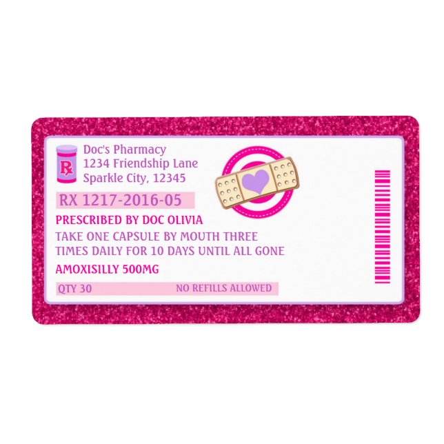 Doc Prescription Bottle Labels Sparkle (Front)